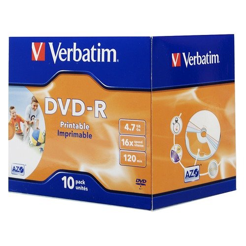 Диск DVD-R Verbatim 4.7Gb 16x Jewel Case Printable (10шт) 43521