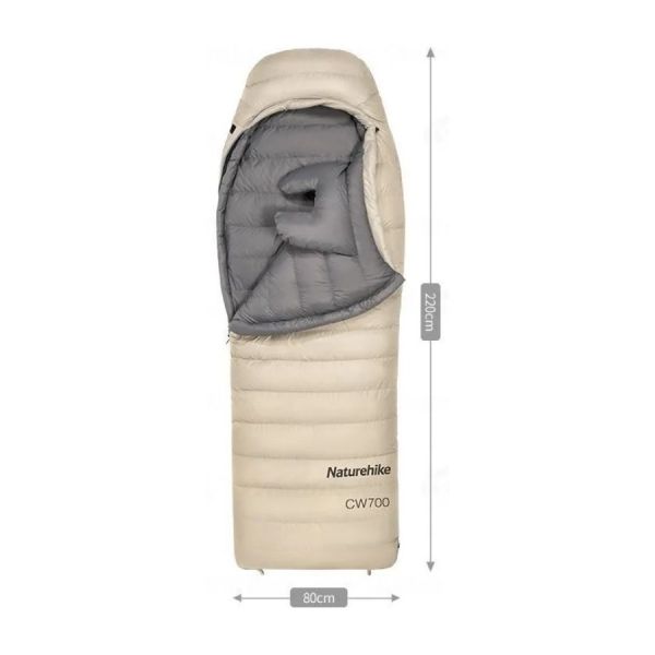 Спальный мешок Naturehike CW1000 220х80 см, бежевый NH22YD002-KH1000GFEUAN2M-BEIGE-XL правая